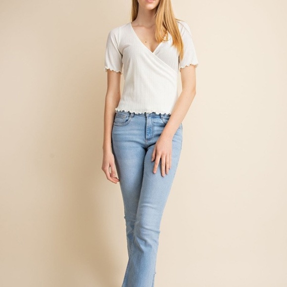 End Of Summer Sale! Cross Front Merrow Knit Top - Picture 2 of 5